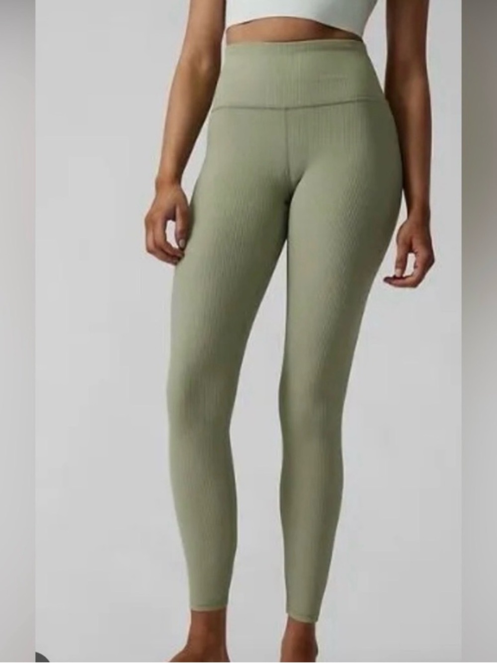 Athleta Ribbed High-Rise Leggings in Sage
